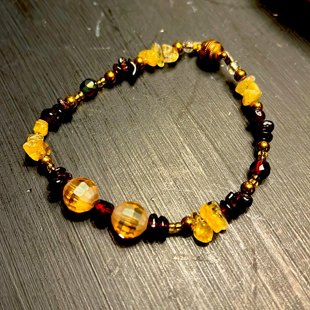 Handmade Genuine garnet and citrine bracelet